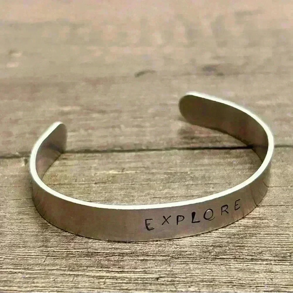 Adventures Silver Tone Cuff Bangle Bracelet “Explore” - Picture 2 of 3